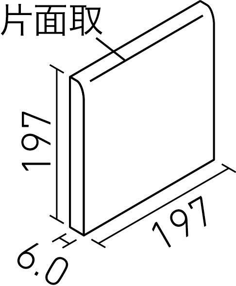 イルフォンドアルファ_200mm角片面取(上)(6.0mm厚)_形状図