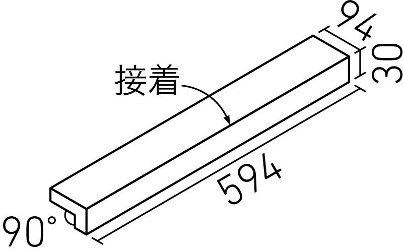 陶墨染II_600X100mm角垂れ付き段鼻(接着)(10.0mm厚)_形状図
