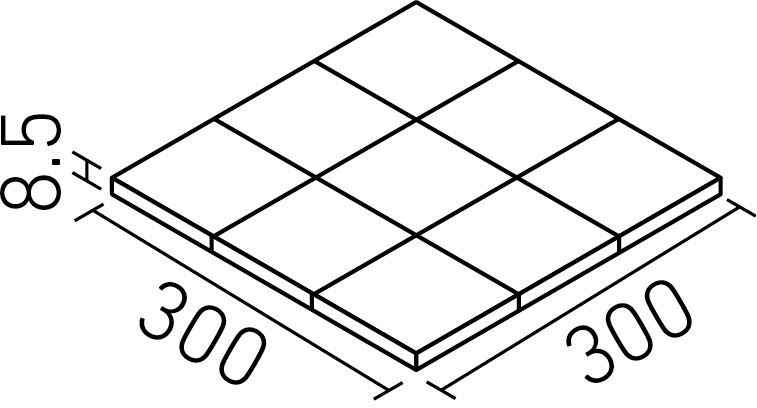 ニューイナフロア100・150_100mm角裏ネット張り(8.5mm厚)_形状図