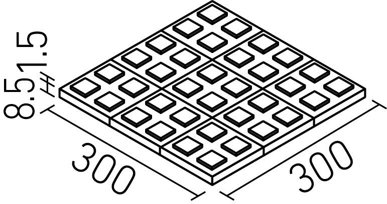 ニューイナフロア100・150_100mm角スロープ裏ネット張り(Eパターン)(8.5+1.5mm厚)_形状図