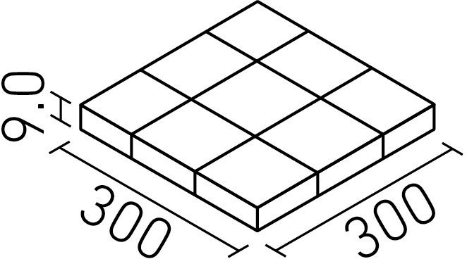 アコルディU_100mm角裏ネット張り(9.0mm厚)_形状図