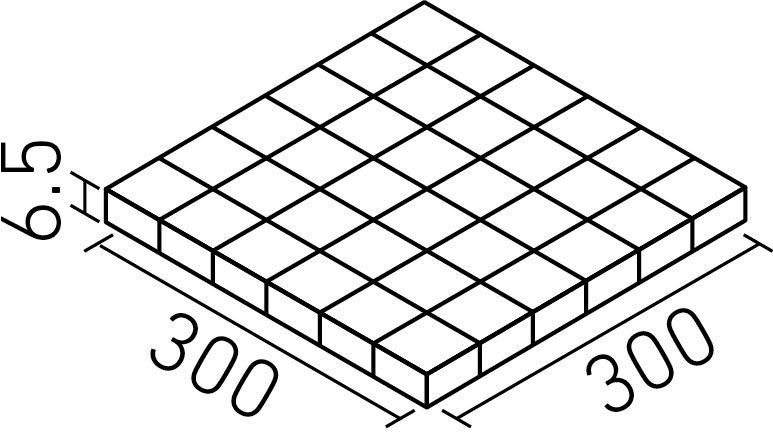 サーモタイルミルキーDXII_50mm角紙張り(6.5mm厚)_形状図