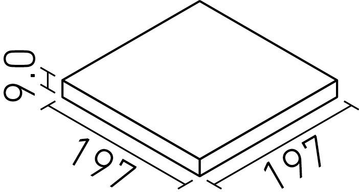 サーモタイルミルキーDXII_200mm角平(9.0mm厚)_形状図