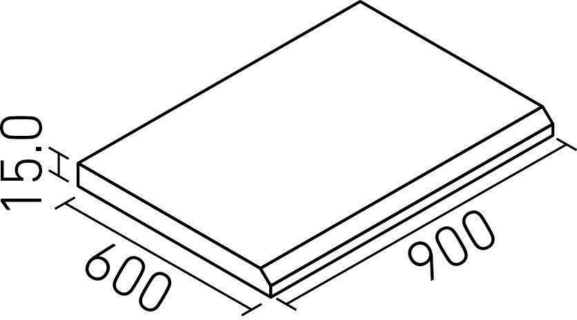 アーストンステップIII「汚垂れ石」_900X600角平(15.0mm厚)_形状図