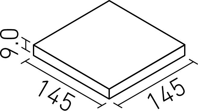 トイレ用抗菌床タイル_レストールキラミック_150mm角平(9.0mm厚)_形状図