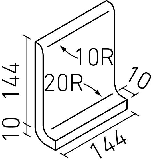 厨房用床タイル_150mm角内幅木(10.0mm厚)_形状図