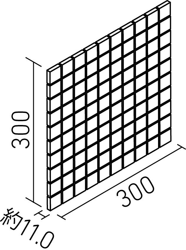 窯しずく_30mm角ネット張り(約11.0mm厚)_形状図