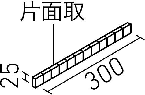 雪華_25mm角片面取ネット張り(6.0mm厚)_形状図