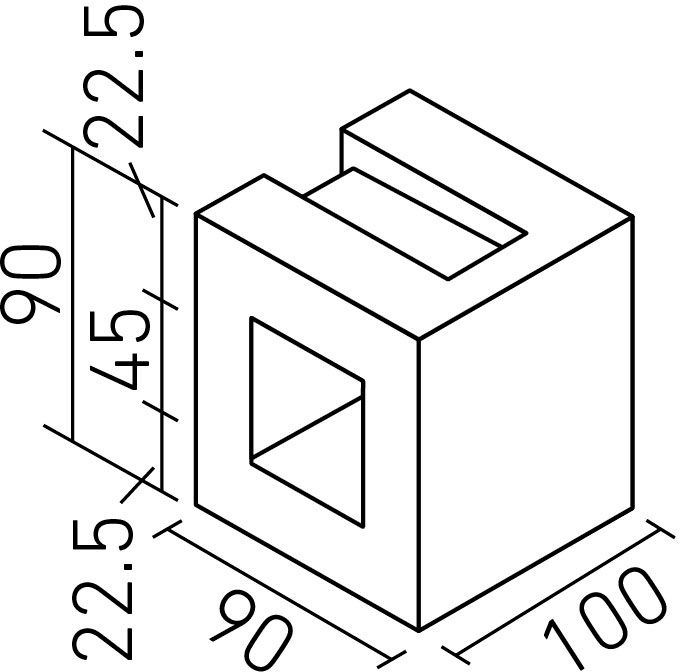 有孔ブロック_端部用100ブロック_形状図