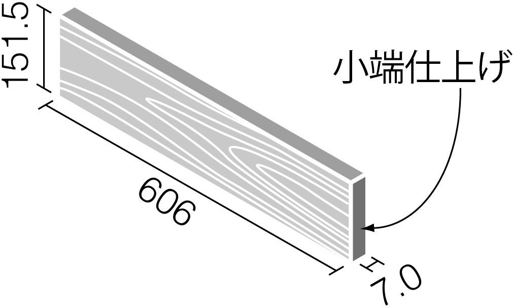 ビンテージオーク_606×151角片面小端仕上げ(短辺)_形状図