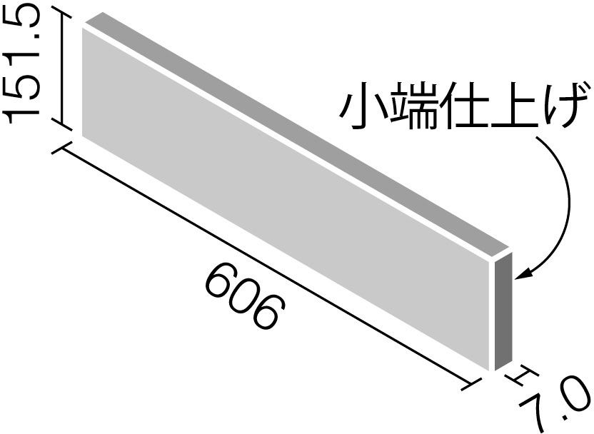アンティークマーブル_606×151角片面小端仕上げ(短辺)_形状図