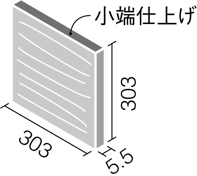 シルクリーネ_303角片面小端仕上げ(上)_形状図