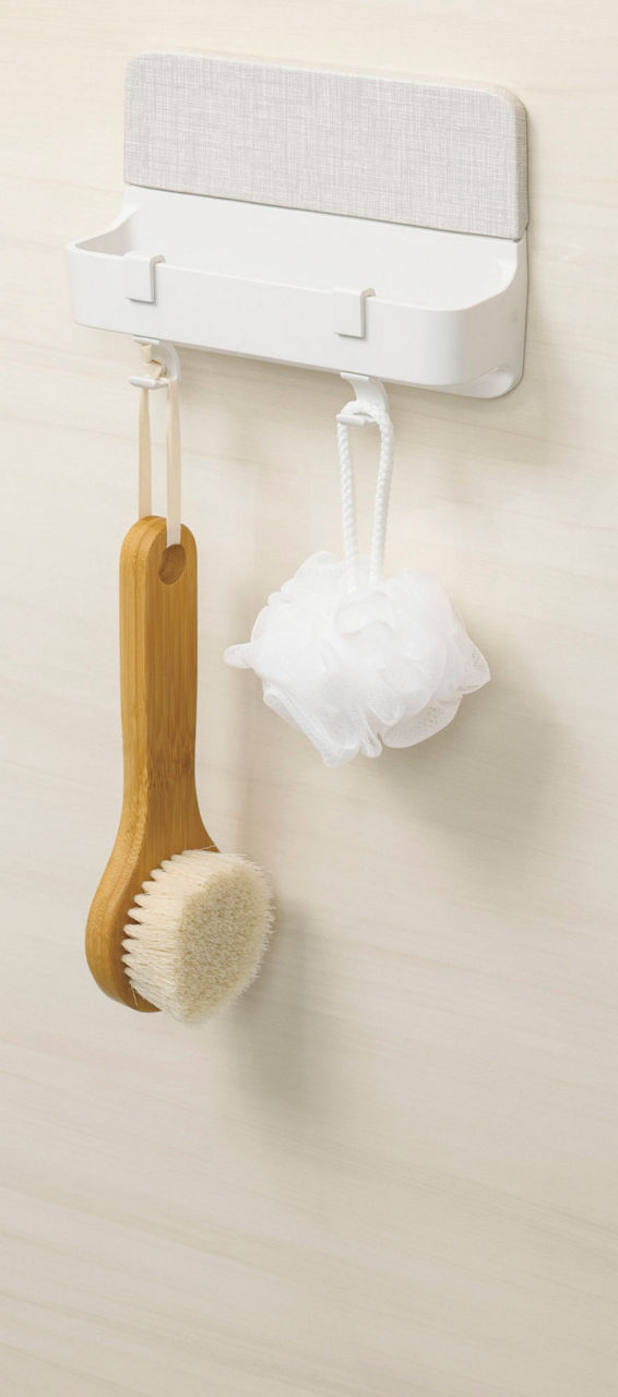 Lifestyle_Bathroom_マグネットアイテム_マグネットマルチバー180L_移動可能な2つのフックで使い勝手が向上