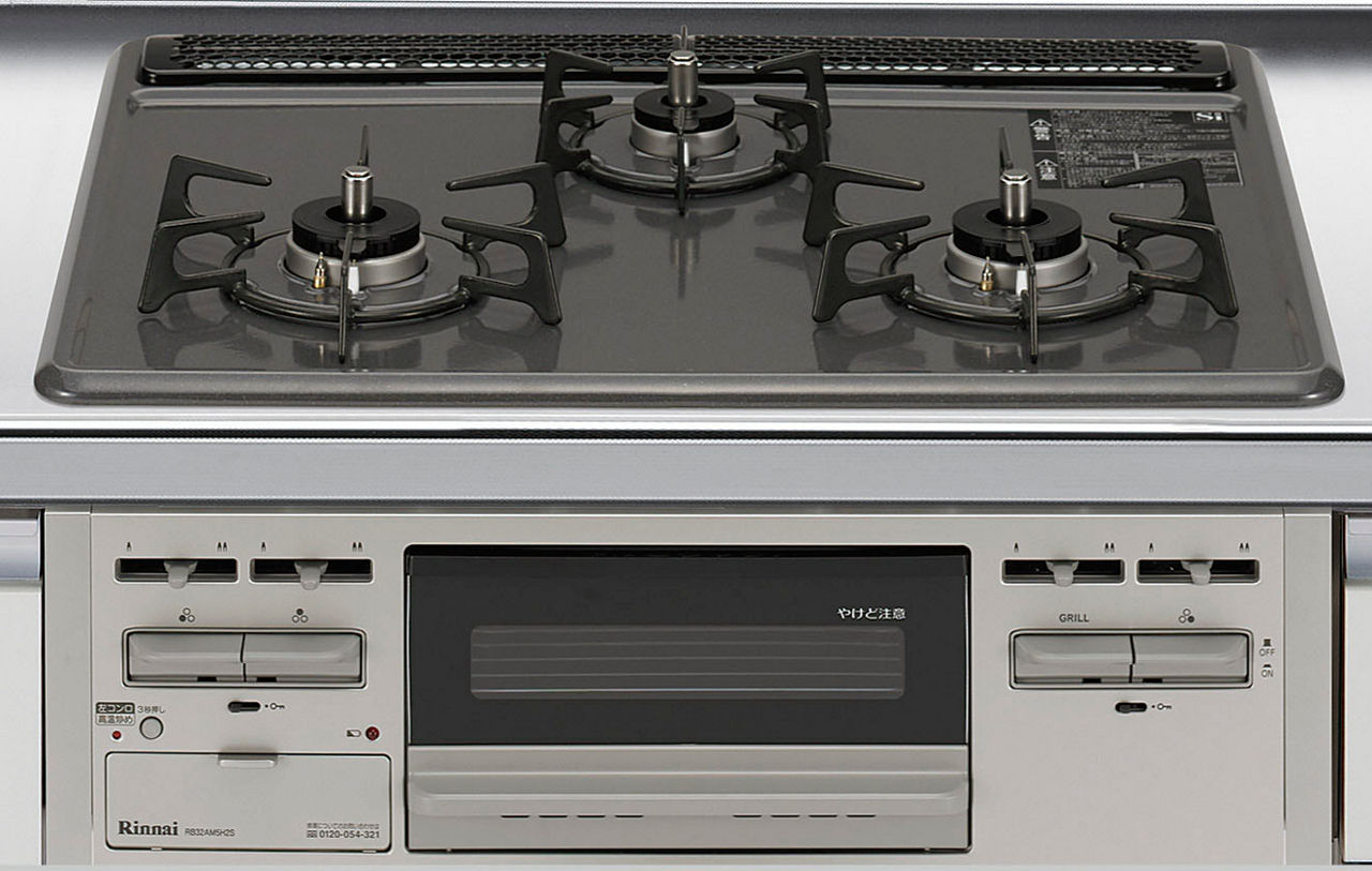 基本プラン_バリエーション_壁付L型_奥行65cm_V43_3口ガスコンロ・ホーロートップタイプ