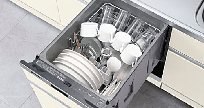 基本プラン_バリエーション_センターキッチン_ペニンシュラI型_テーブルタイプ_奥行97cm_食器洗い乾燥機付
