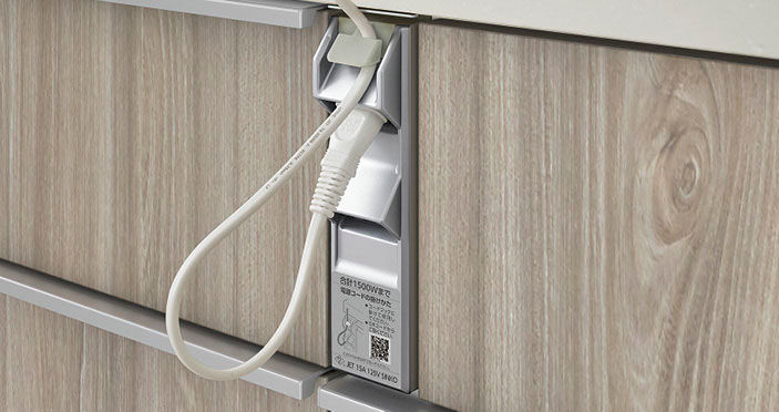 基本プラン_バリエーション_センターキッチン_ペニンシュラI型_テーブルタイプ_奥行97cm_キッチンコンセント