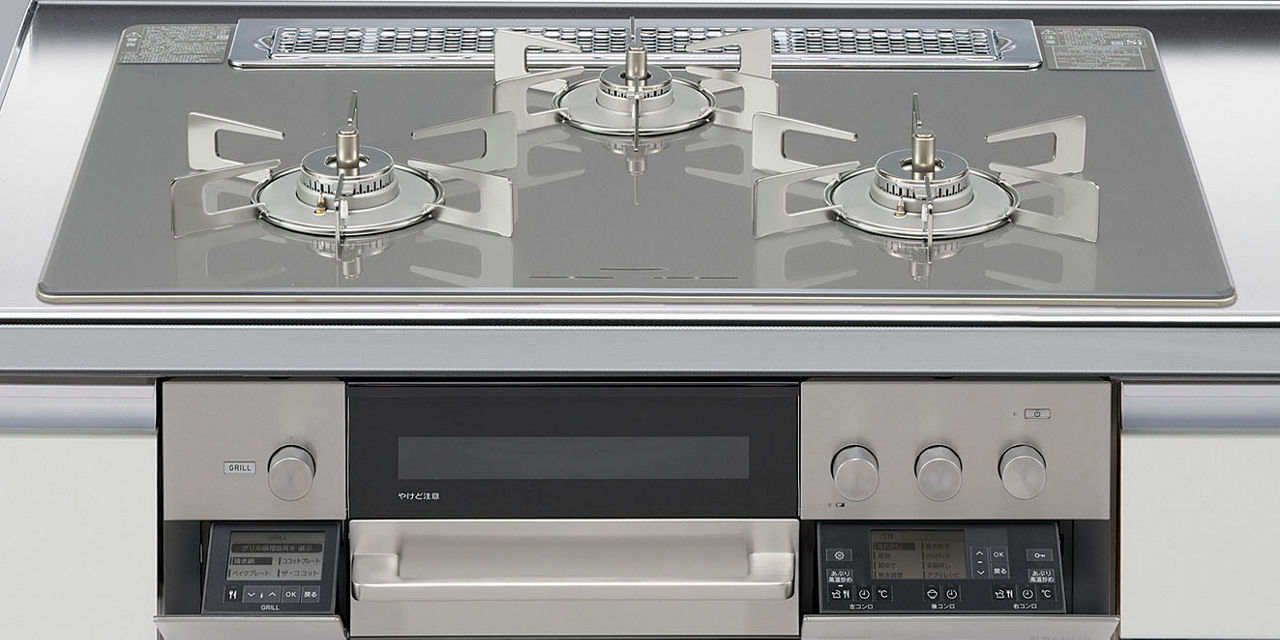Z54_3口コンロガラストップ_スタイリッシュタイプ_無水両面焼グリル