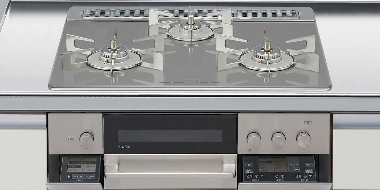 Z55_3口コンロガラストップ_スタイリッシュタイプ_無水両面焼グリル