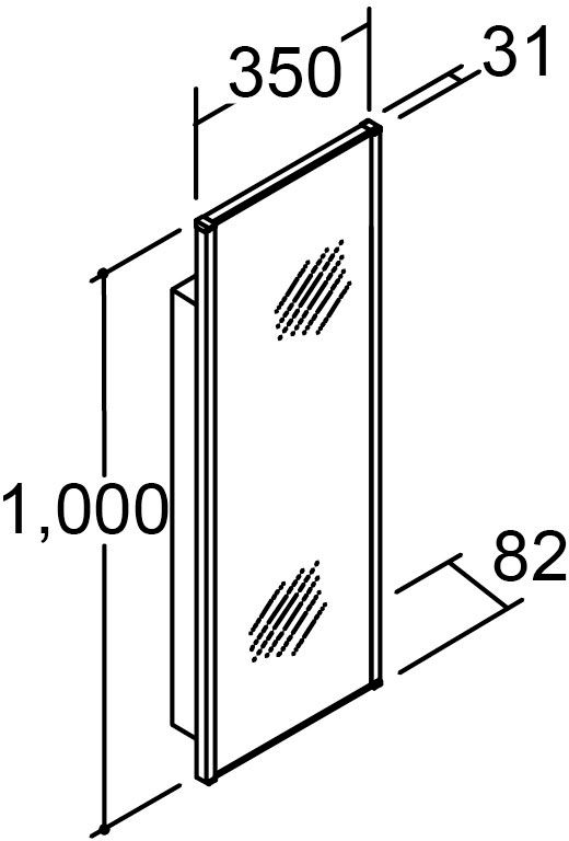 LED照明_フロント照明付_1面鏡_間口350mm
