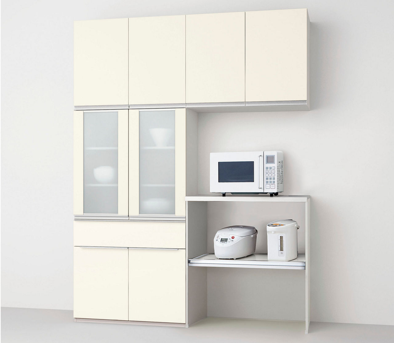 カップボード+ハイカウンタープラン_家電収納(蒸気排出ユニットなし)下段オープンプラン_プランNO.S4005