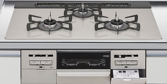 ﾘﾝﾅｲ_3口コンロ・ガラストップタイプ（無水両面焼グリル）