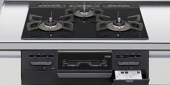 ﾘﾝﾅｲ_3口コンロ・ガラストップタイプ（無水両面焼グリル）