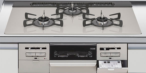 ﾘﾝﾅｲ_3口コンロ・ガラストップタイプ（無水両面焼グリル）