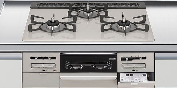 ﾘﾝﾅｲ_3口コンロ・ガラストップタイプ（無水両面焼グリル）