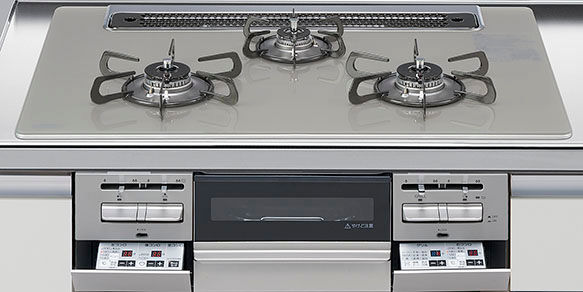 ﾊﾟﾛﾏ_3口コンロ・ガラストップタイプ（無水両面焼グリル）