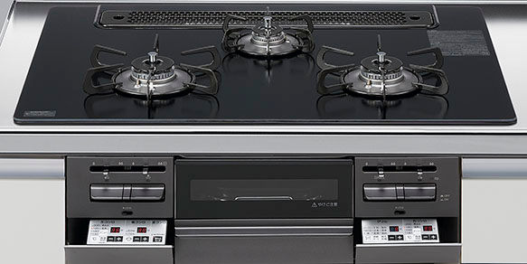 ﾊﾟﾛﾏ_3口コンロ・ガラストップタイプ（無水両面焼グリル）