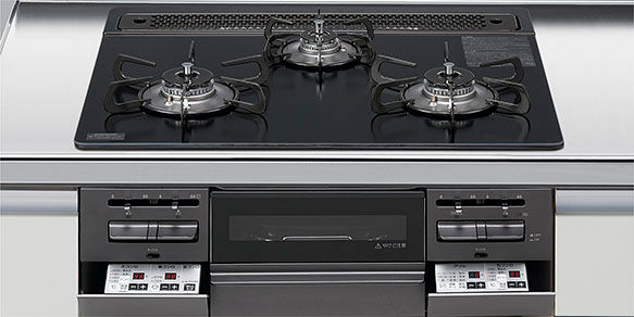 ﾊﾟﾛﾏ_3口コンロ・ガラストップタイプ（無水両面焼グリル）