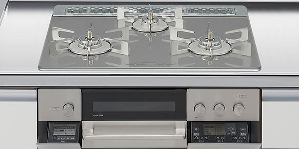 ﾘﾝﾅｲ_3口コンロ・ガラストップ・スタイリッシュタイプ（無水両面焼グリル）