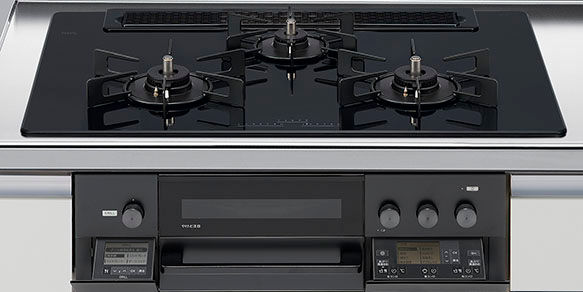 ﾘﾝﾅｲ_3口コンロ・ガラストップ・スタイリッシュタイプ（無水両面焼グリル）