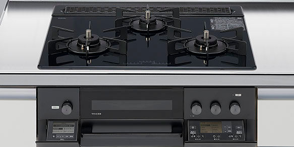 ﾘﾝﾅｲ_3口コンロ・ガラストップ・スタイリッシュタイプ（無水両面焼グリル）