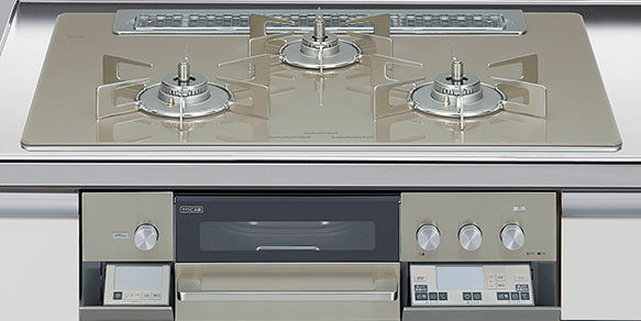 ﾘﾝﾅｲ_3口コンロ・ガラストップ・スタイリッシュタイプ（無水両面焼グリル）