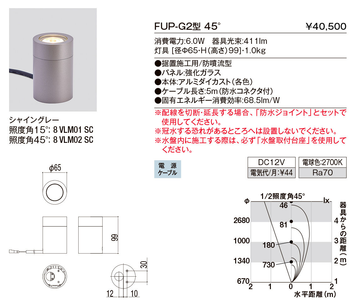 【小組】ﾌﾛｱｱｯﾊﾟｰﾗｲﾄ_G2型45°_ｼｬｲﾝｸﾞﾚｰ