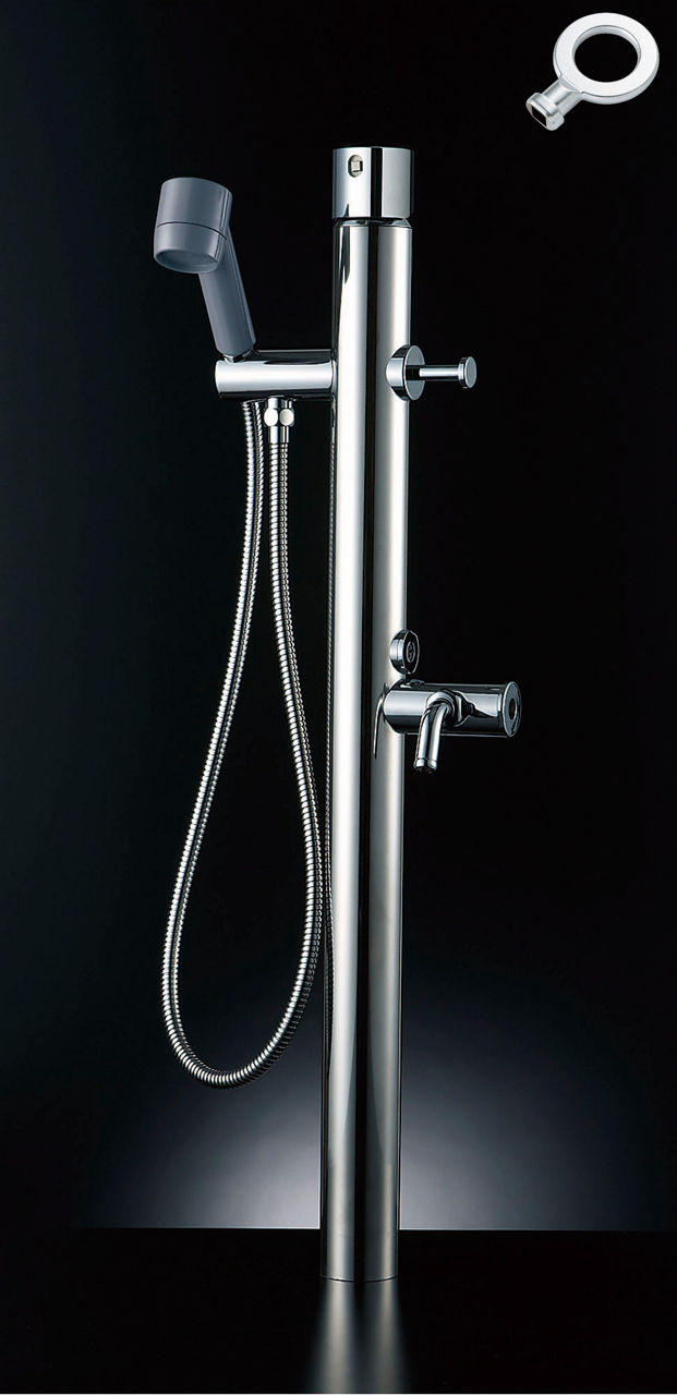 シャワー付混合水栓柱(キー式ハンドル付)