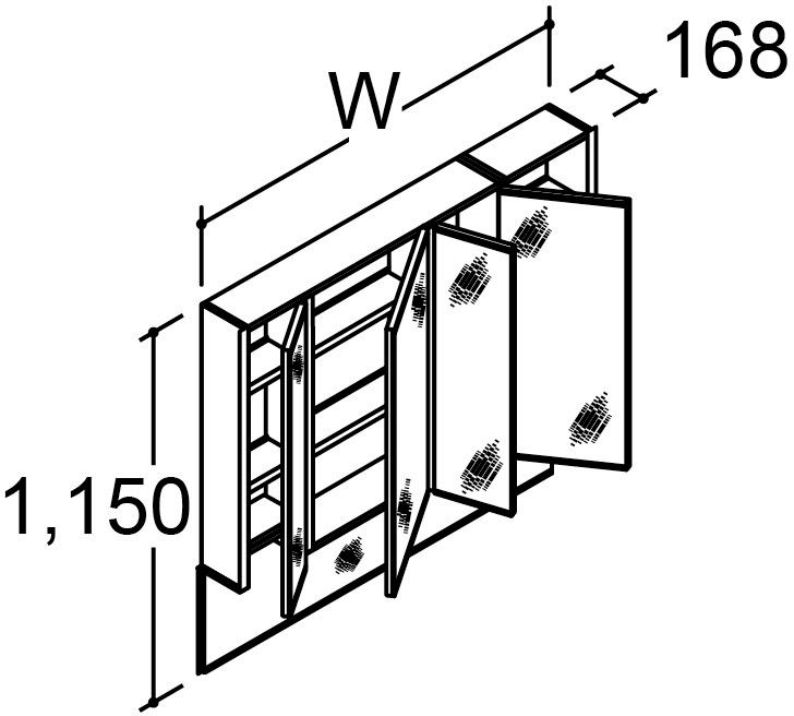 カスタム_バニティ_Reフィル_間口タイプ125・130ボウル片寄せ_ミラーキャビネット_4面鏡(全収納)_フェイスフルライト付