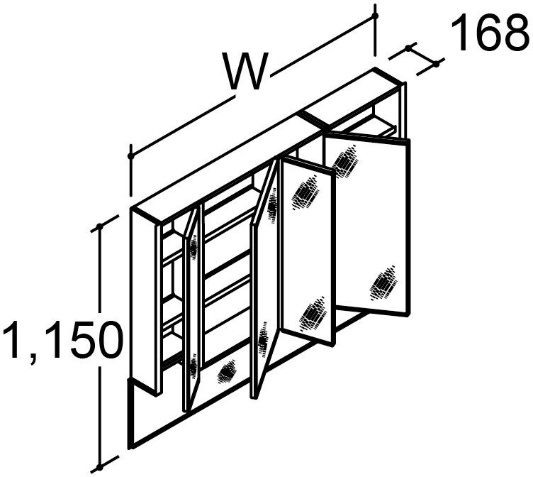 カスタム_バニティ_Reフィル_間口タイプ135・140ボウル片寄せ_ミラーキャビネット_4面鏡(全収納)_フェイスフルライト付