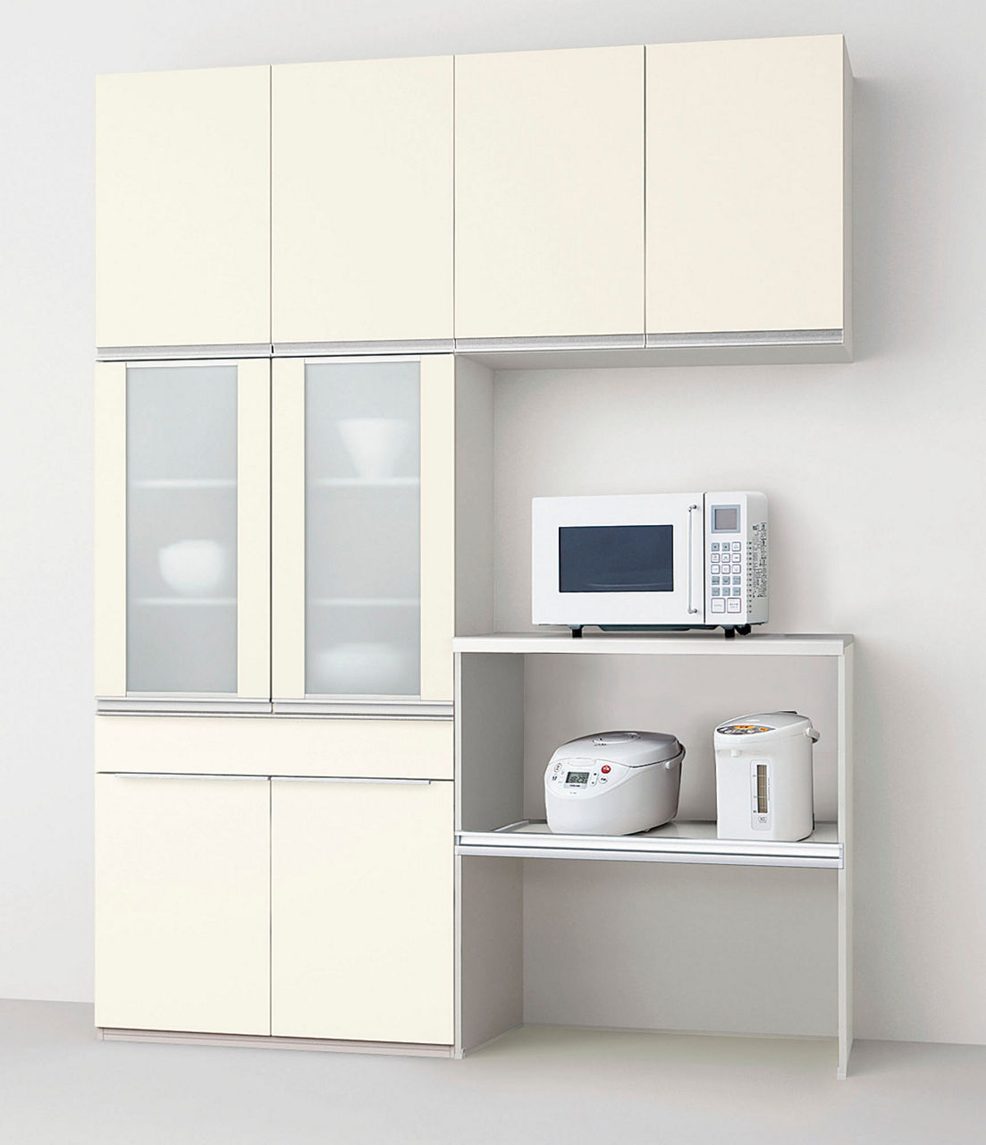 カップボード＋ハイカウンタープラン_家電収納(蒸気排出ユニットなし)下段オープンプラン