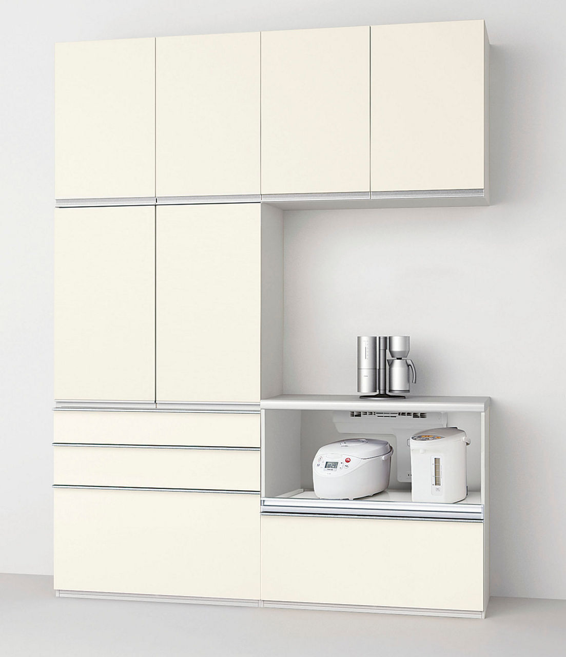 カップボード＋カウンタープラン_家電収納(蒸気排出ユニット付)下段引出しプラン