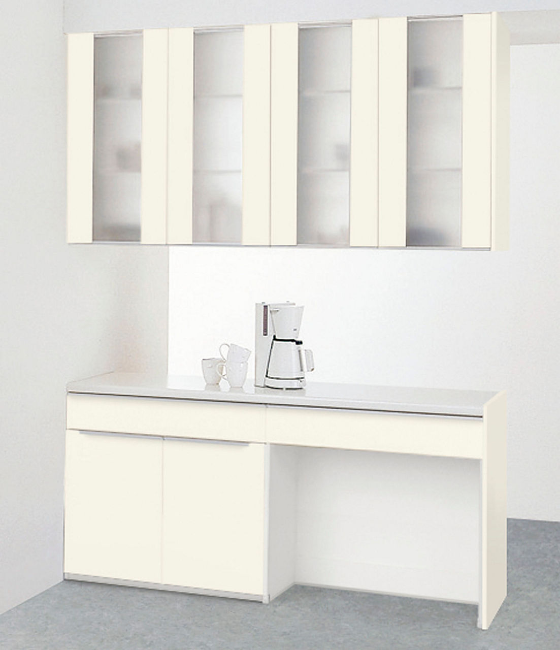 間仕切り型カウンタープラン_1段引出し付開き扉＋マルチスペースプラン