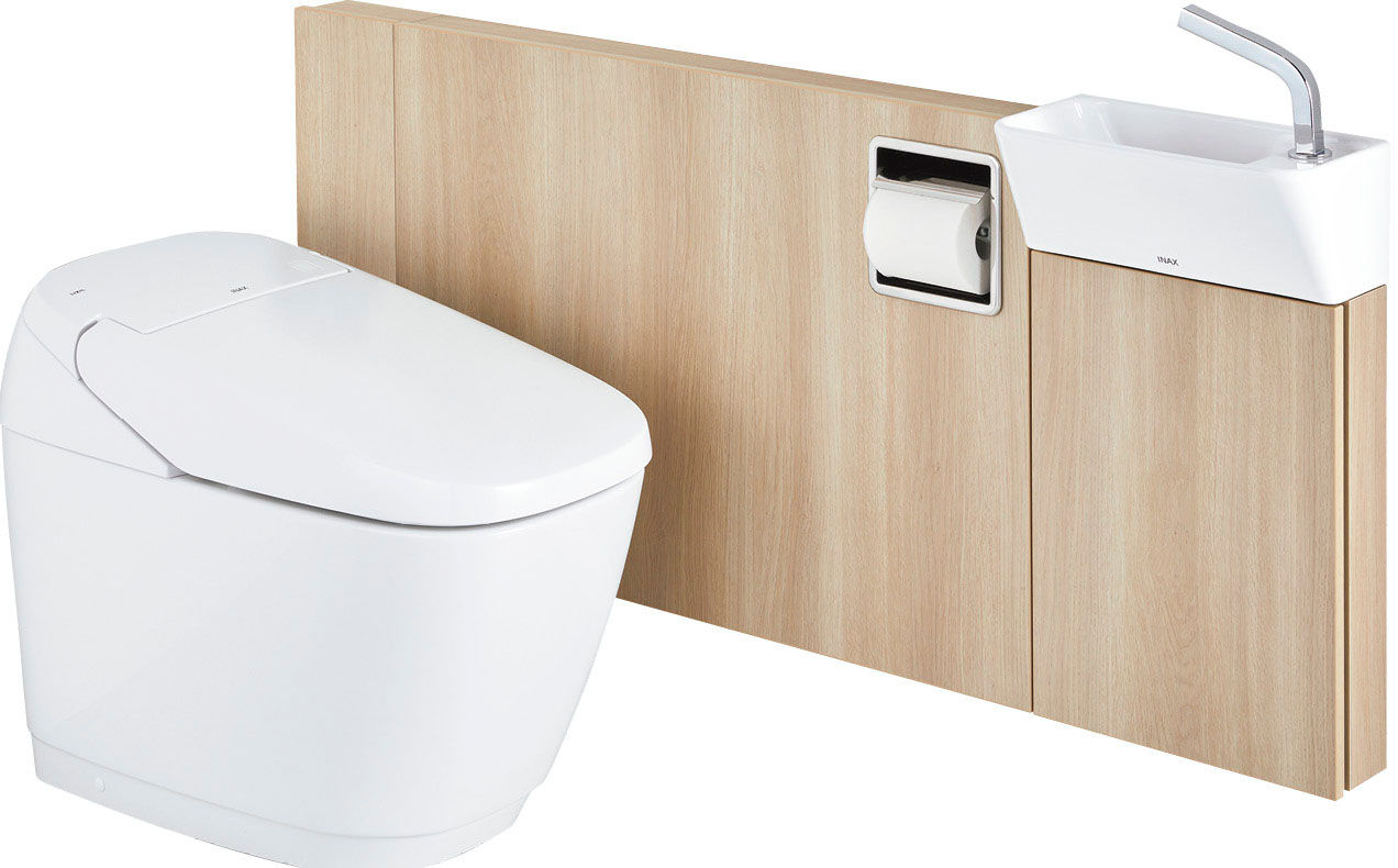 サティスGタイプリトイレ_手洗器付_ストレート型_床排水_仕様_S(排水芯200mm)_1200サイズ_GY6グレード