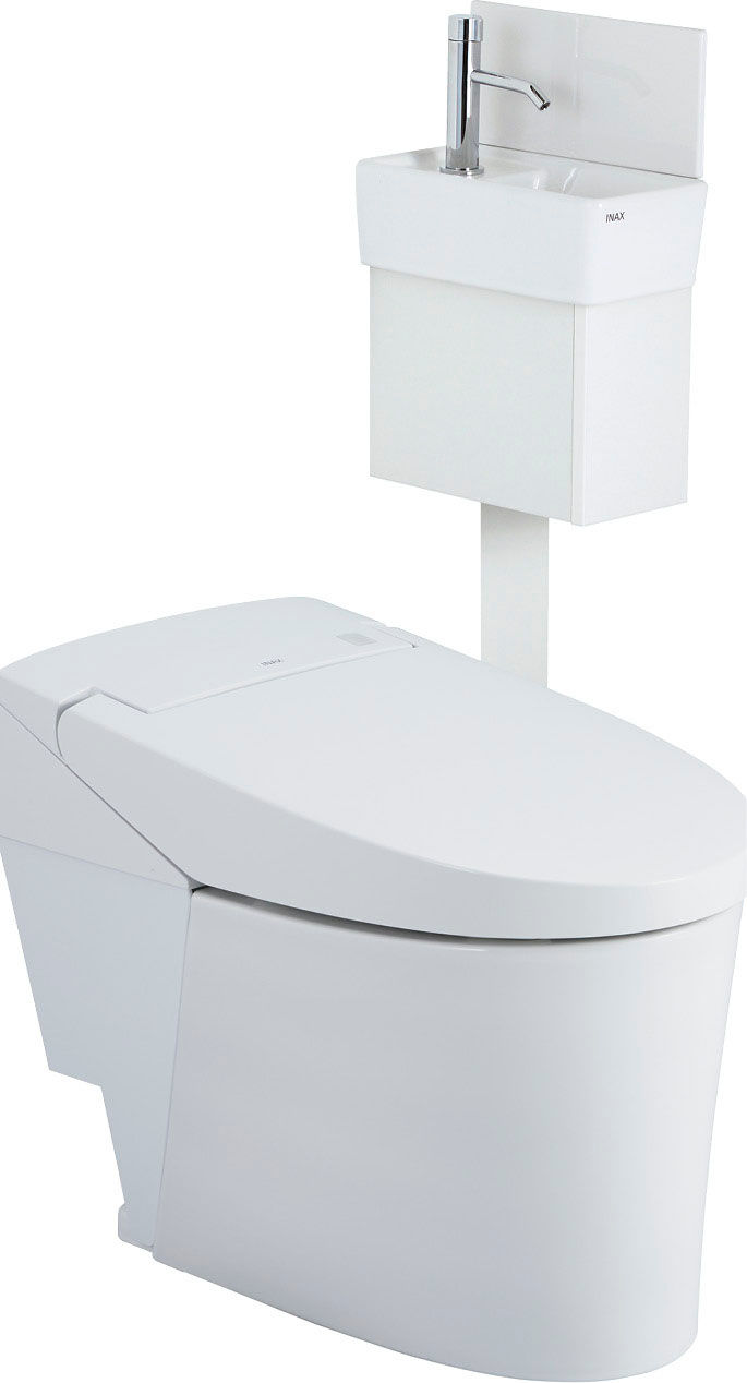 サティスSタイプリトイレ_手洗器付_コーナー型_床排水_便器仕様_H(排水芯200～450mm)_ブースターなし_配管カバーなし_SY5グレード