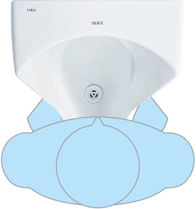 センサー一体形ストール小便器_近寄りやすく使いやすい形状