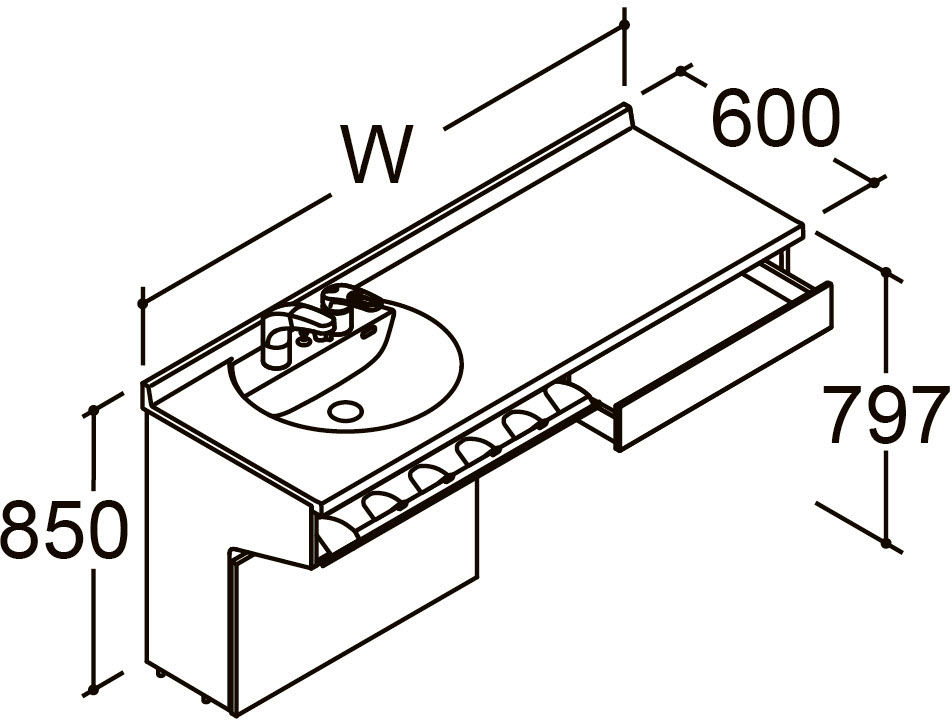 間口1_650_1_700mm_ベースセット_ボウル片寄せ_フルオープンセット