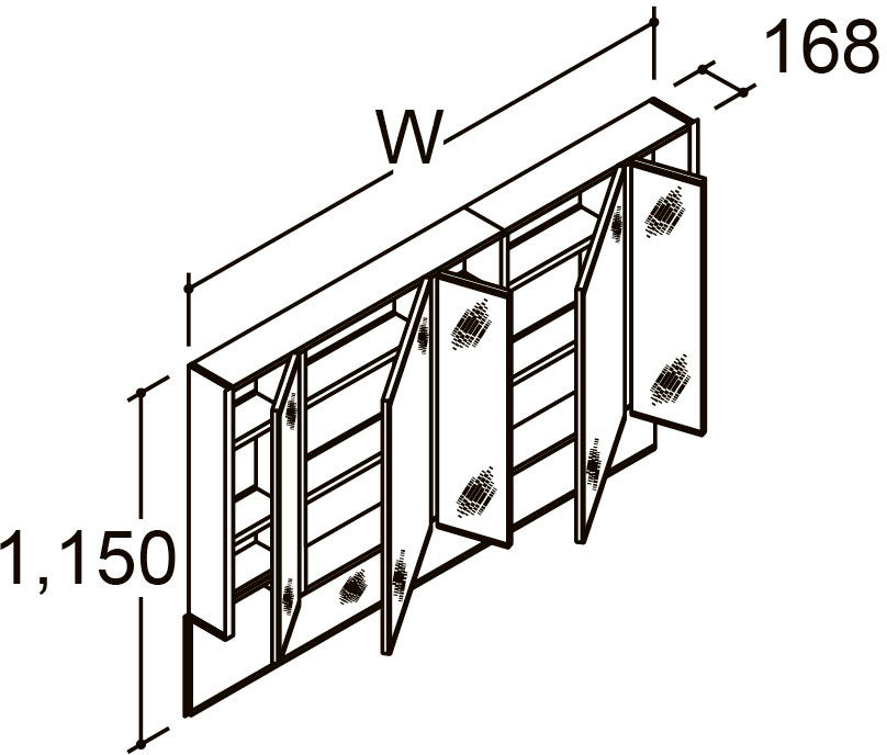 間口1_750_1_800mm_ミラーキャビネット5面鏡(全収納)_フェイスフルライト付