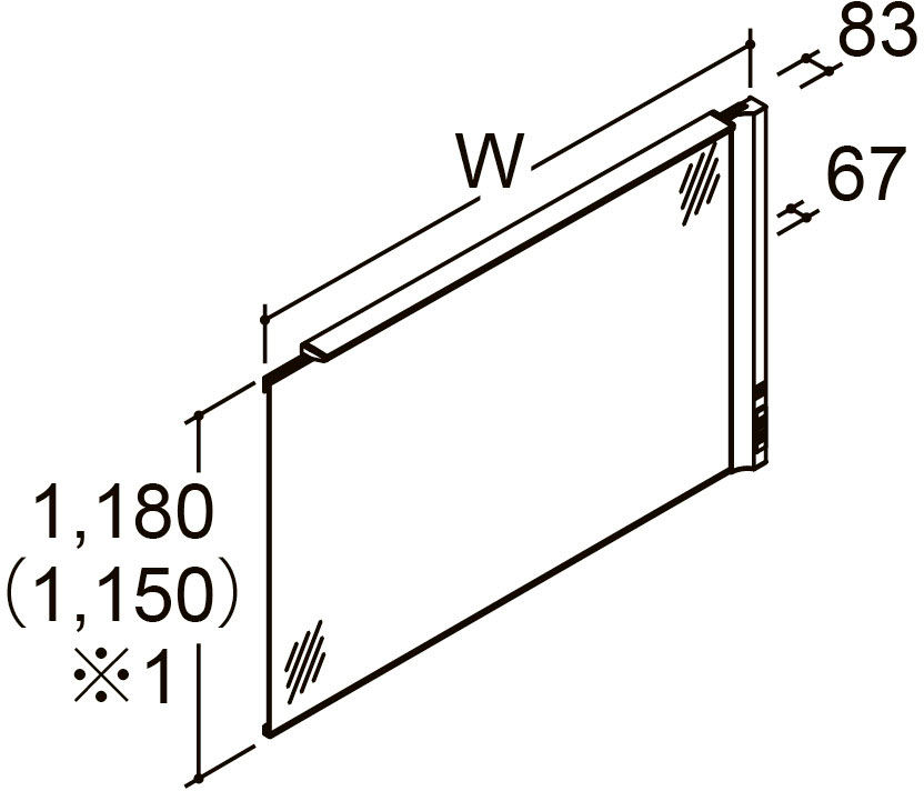 間口1_750_1_800mm_ミラーキャビネット1面鏡(大型鏡)