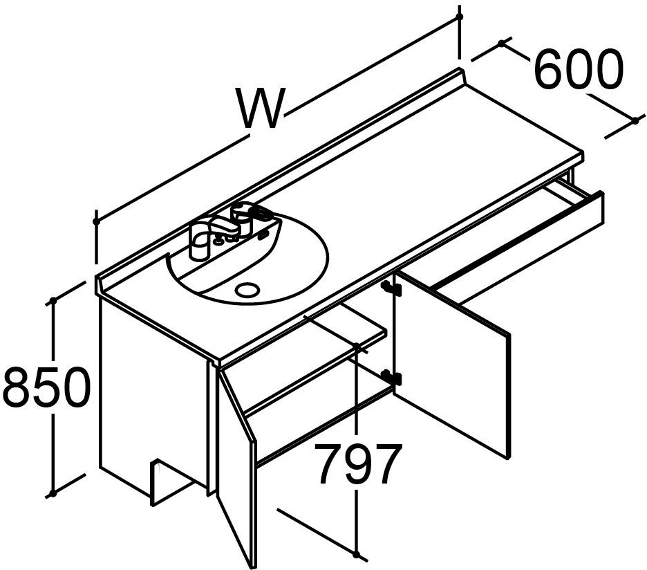 間口1_750_1_800mm_ベースセット_ボウル片寄せ_セミオープンセット_扉タイプ