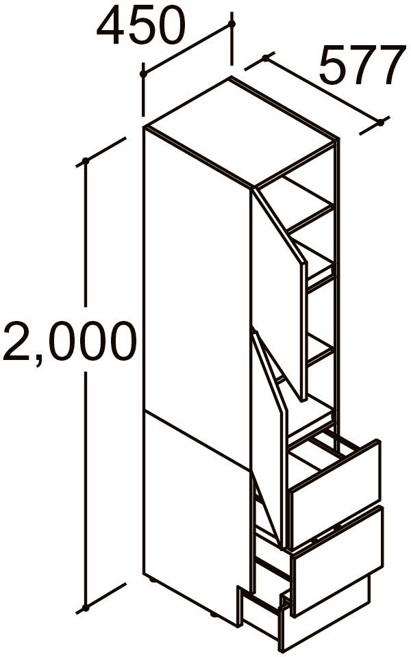 間口450mm_トールキャビネット_引出タイプ